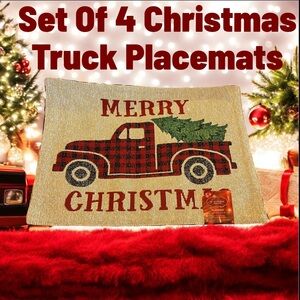 St. Nicholas Square Set Of 4 Christmas 🎄 Truck 🛻 Placemat NWT